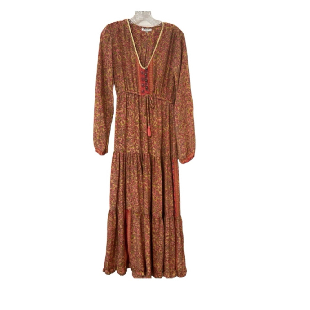 Karma Highway Pink Floral Boho Maxi Dress One Size Gypsy Style